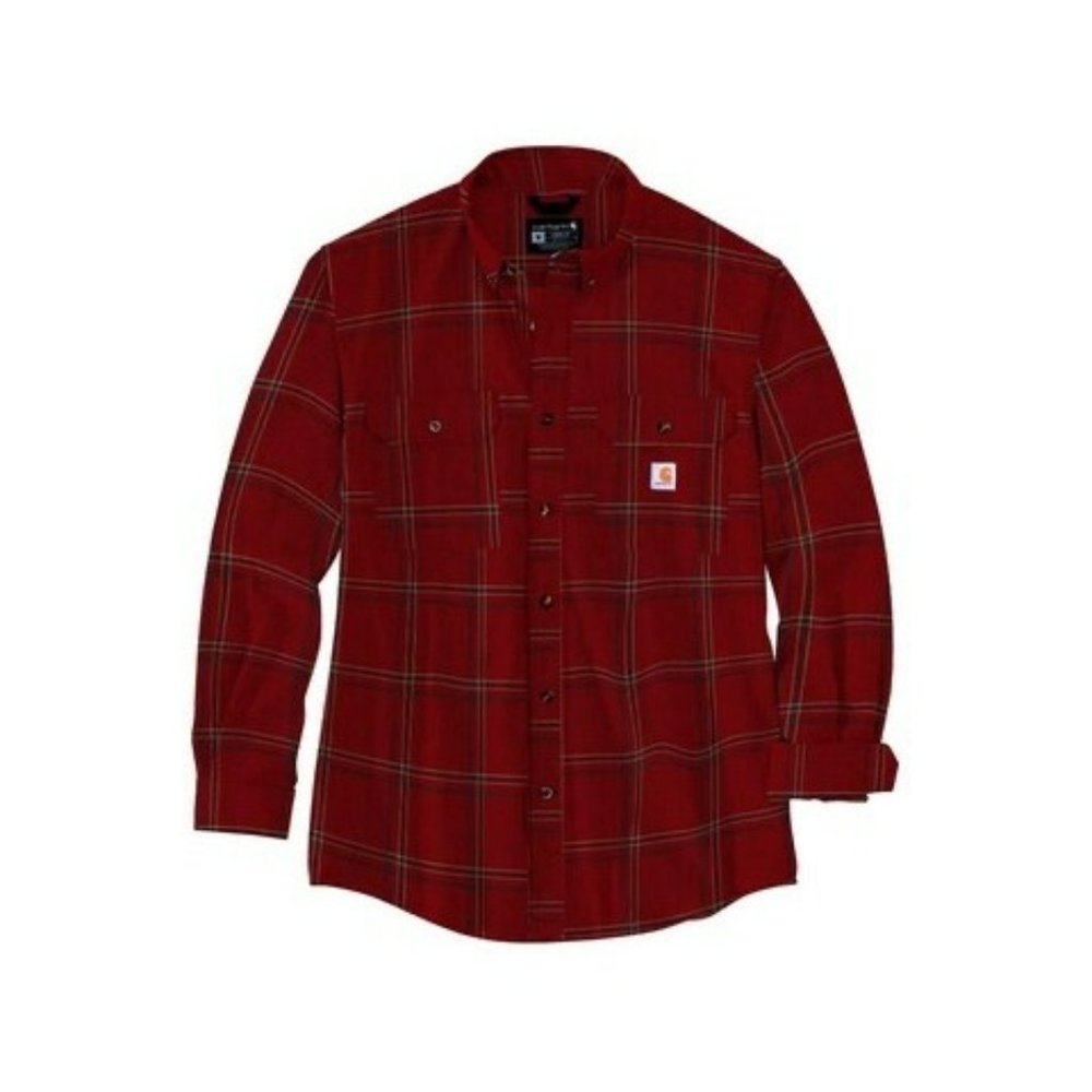 NWT Carhartt Men's Loose Fit Midweight Chambray Long Sleeve Plaid Shirt Size 2XL